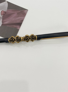 卡扣松紧腰带细装饰连衣裙简约铜色玫瑰花腰封女百搭皮带女配裙子