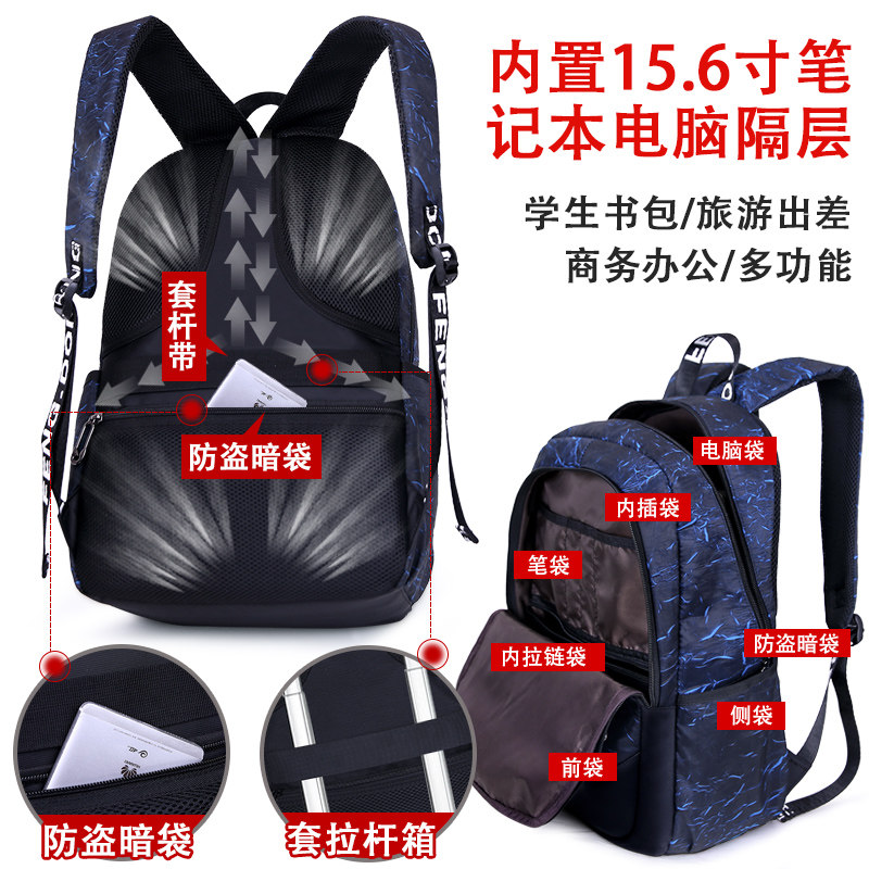 男初中小学生潮流校园韩版双肩包 绅狐双肩背包