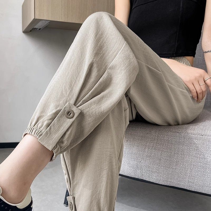 清仓捡漏~冰丝棉麻运动裤子女夏季薄款高腰显瘦休闲哈伦灯笼裤潮,淘宝优惠券,粉丝福利购,淘宝优惠卷