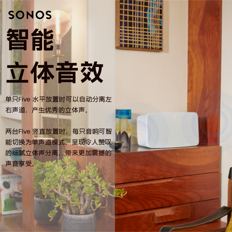 SONOS Five无线wifi音箱play5升级家用客厅桌面智能音响 家庭影院 - 图1