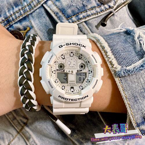 Casio/卡西欧 g-shoc防水白色手表男 GAX-100-7A/GA-110MW/700-7A - 图0