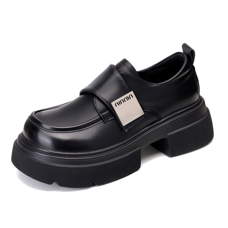 欧货英伦风小皮鞋女2025早秋新款女鞋子学院风单鞋增高厚底乐福鞋 - 图3