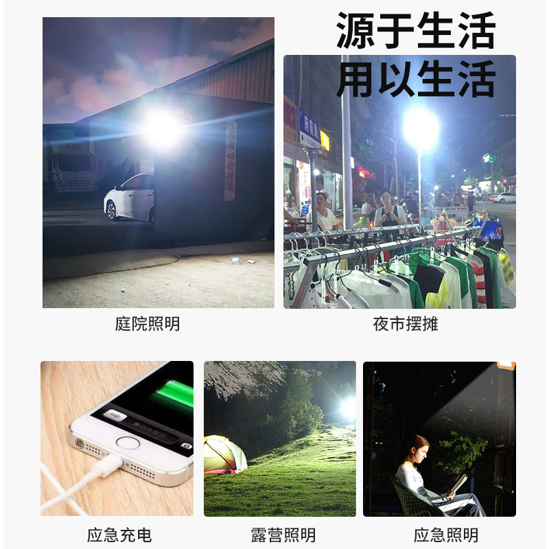 充电投光灯led家用应急照明停电备用户外工地施工手提超亮露营灯 - 图2