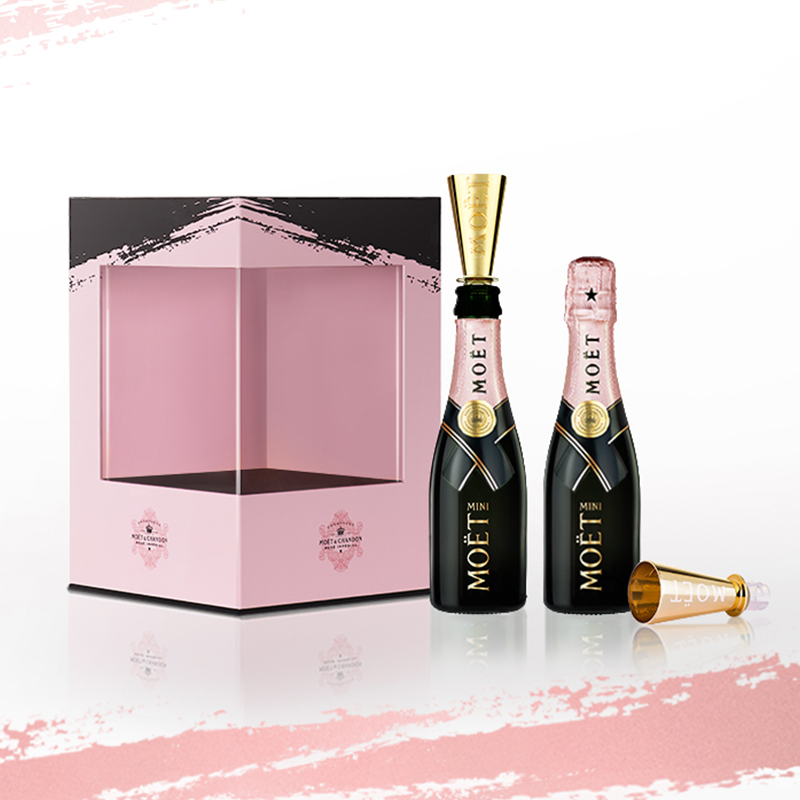 官方直营 Moet迷你酩悦粉红香槟200ml双支礼盒法国进口高级香槟