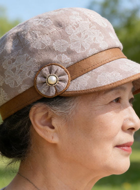 妈妈帽子女春秋天中老年人女士八角帽老人奶奶鸭舌帽包头薄款布帽