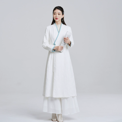 Ханьфу, ретро платье, весенняя куртка, из хлопка и льна, китайский стиль