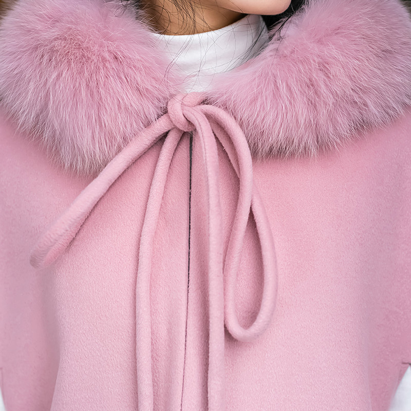 素飞斗篷中国风改良大毛领毛呢汉服 素飞汉服