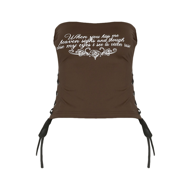 WEEKEEP 街头辣妹字母印花绑带设计紧身抹胸百搭性感跳舞背心潮,淘宝优惠券,粉丝福利购,淘宝优惠卷