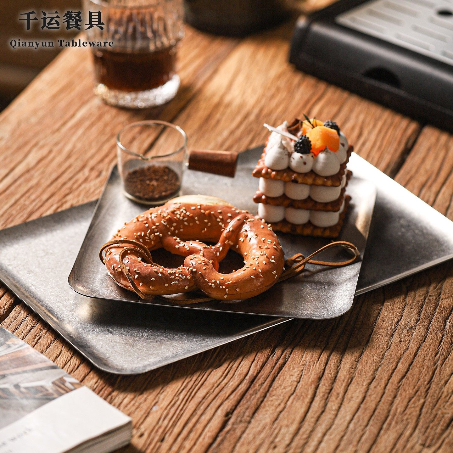 美式复古餐具工业风不锈钢汉堡托盘餐盘薯条咖啡西餐餐盘定制商用,淘宝优惠券,粉丝福利购,淘宝优惠卷