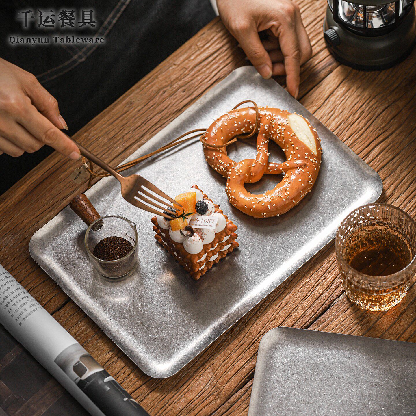美式复古餐具工业风不锈钢汉堡托盘餐盘薯条咖啡西餐餐盘定制商用,淘宝优惠券,粉丝福利购,淘宝优惠卷