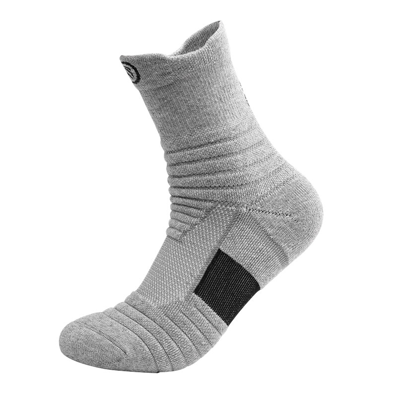 Mid-calf basketball socks, non-slip, wear-resistant, towel-soled running socks