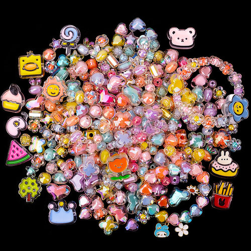 电镀镭射珠子手工diy材料散珠水晶串珠彩色儿童手链可爱饰品配件 - 图3