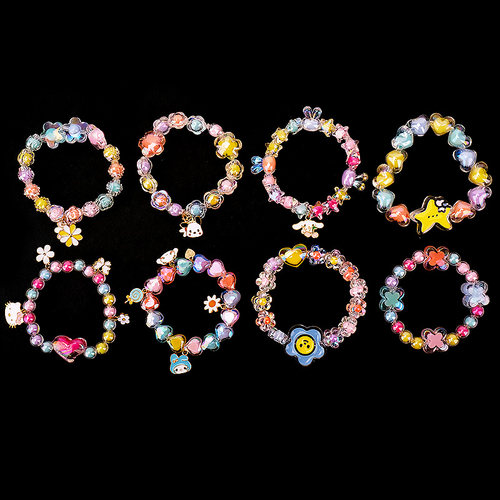 电镀镭射珠子手工diy材料散珠水晶串珠彩色儿童手链可爱饰品配件 - 图1