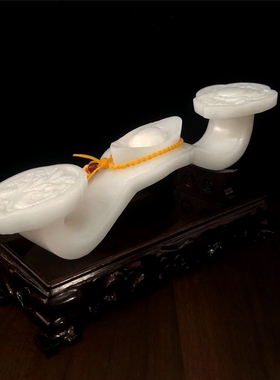 梓勋天然玉石招财元宝如意摆件