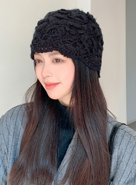 包头吗百搭保暖女秋冬套头帽手工