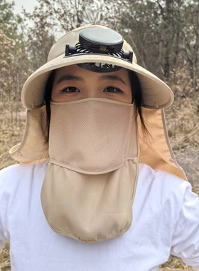 太阳能充电风扇帽女干农活遮阳帽