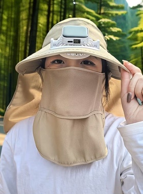 太阳能充电风扇帽子女户外遮阳帽