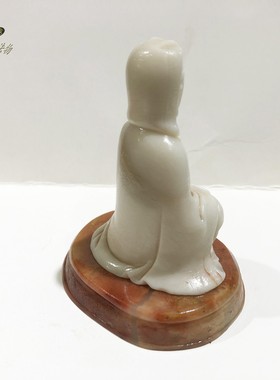 白寿山石摆件观音名家手工雕刻