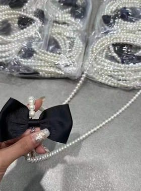 22日韩欧货主播同款热卖珍珠毛衣项链女蝴蝶结搭配不保有没有划痕