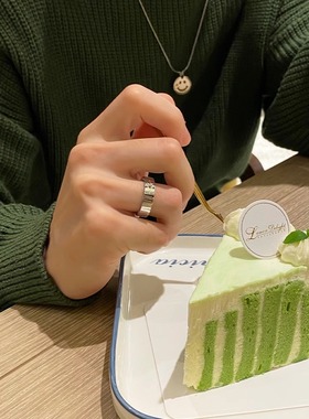 戒指设计男潮高级感钛钢食指指环宽冷淡个性不掉色小众