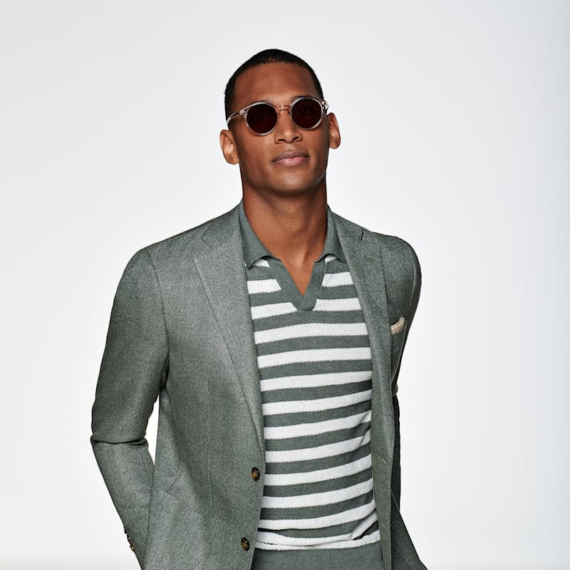 SUITSUPPLY-Havana绿色羊毛丝麻羊绒混纺商务休闲男西装上衣,淘宝优惠券,粉丝福利购,淘宝优惠卷