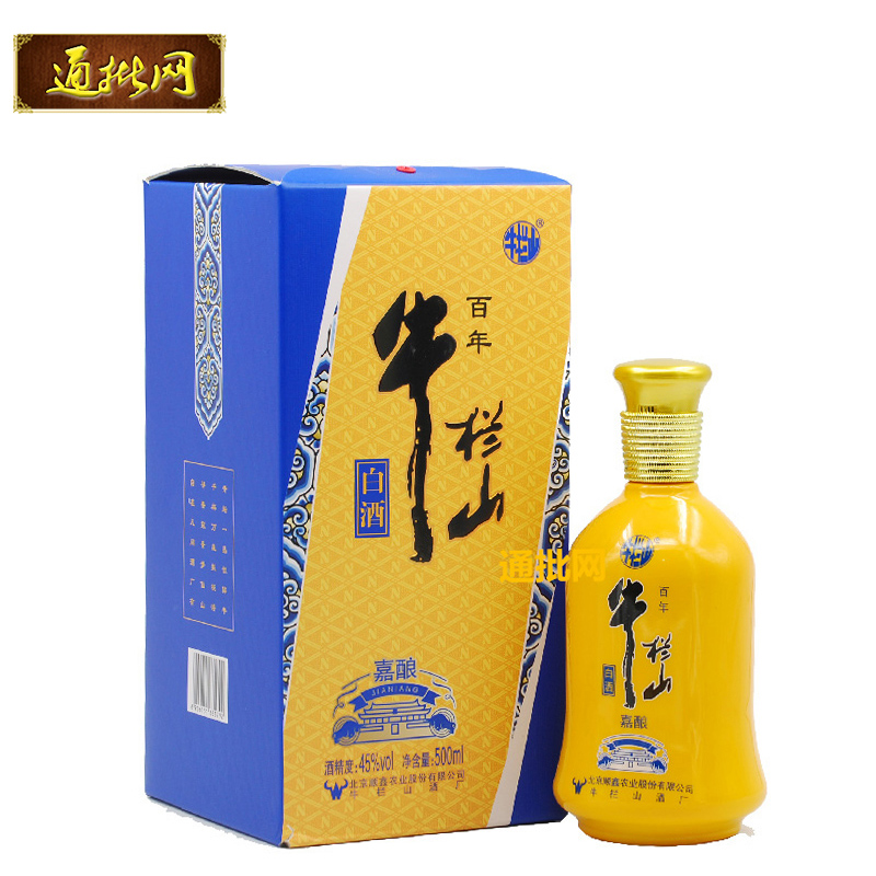 百年牛栏山 浓香型白酒 45度 黄瓶嘉酿 500ML*6瓶 箱装