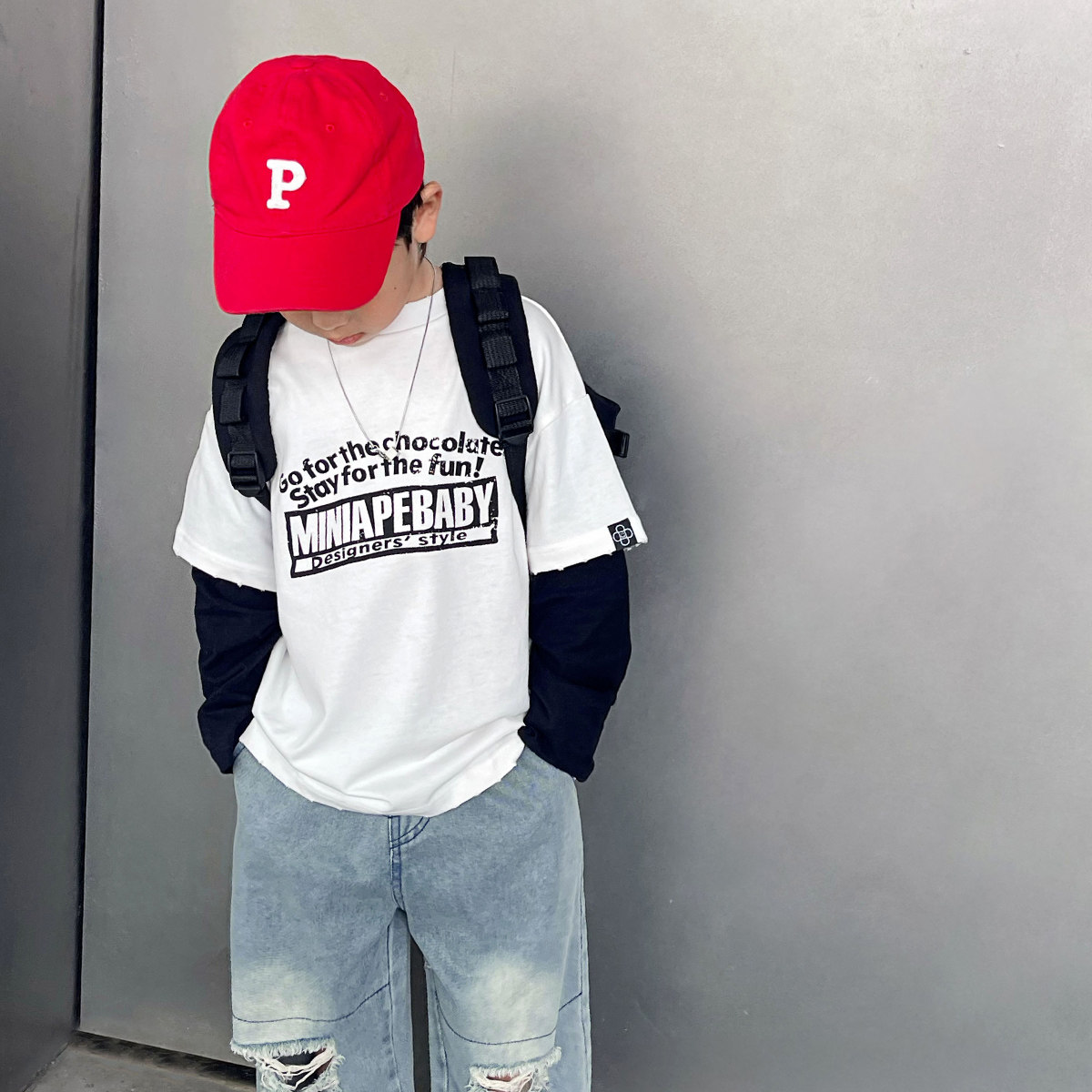 霖霖妈童装儿童长袖T恤男童春装2025新款假两件打底衫春秋男宝宝,淘宝优惠券,粉丝福利购,淘宝优惠卷