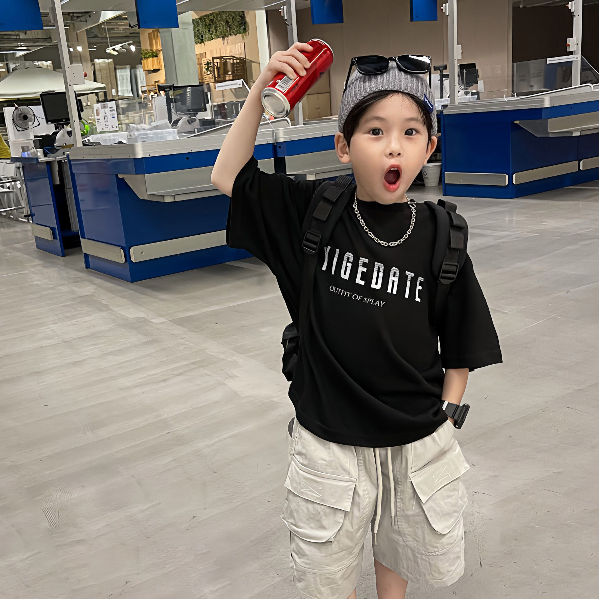 霖霖妈童装儿童英文T恤夏男童短袖上衣男宝宝半袖中大童圆领衣服,淘宝优惠券,粉丝福利购,淘宝优惠卷