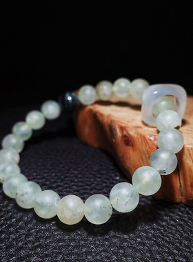 原创天然磨砂葡萄石玉髓跑环手链