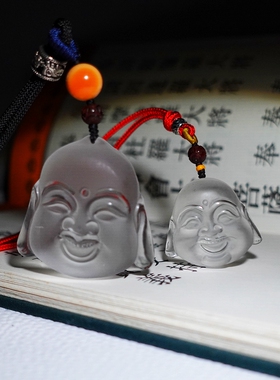 天然白水晶弥勒佛吊坠