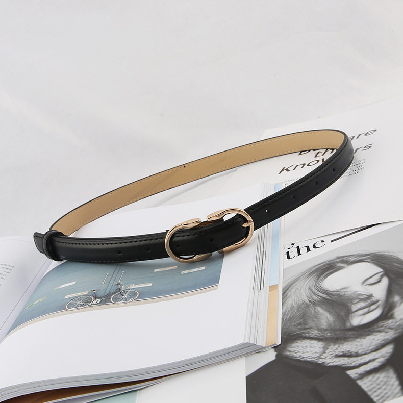 Korean style personalized buckle belt for women with thin ins style and matching dress, suit, jeans and narrow belt