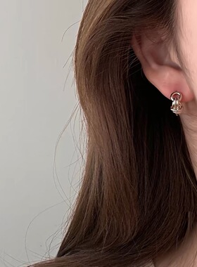 轻奢银色绳结圈圈耳环女设计感小众高级耳扣独特漂亮耳饰品2026新