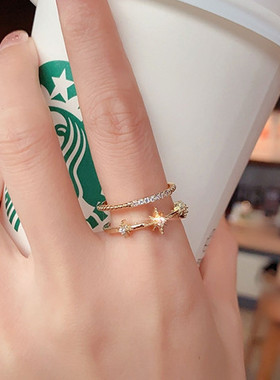 轻奢ins冷淡风小众复古指环戒子