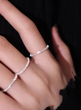 波光粼粼软条戒指小众细链条闪亮