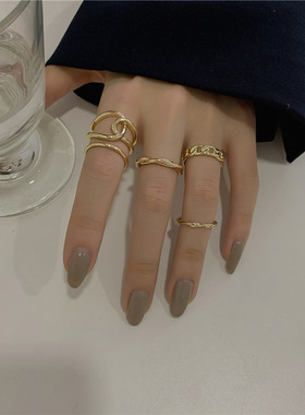 几何素圈组合套装戒指ins冷淡风