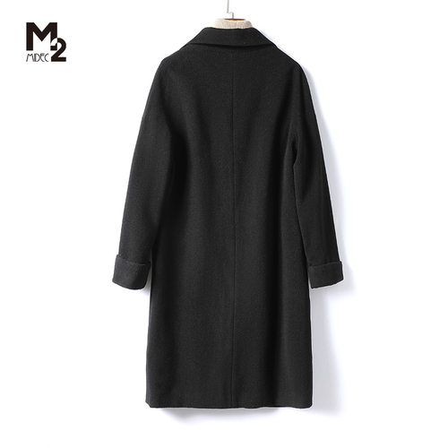【品牌断码清仓】M2女装毛呢外套羊毛气质大气职业宽松中长款大衣 - 图1