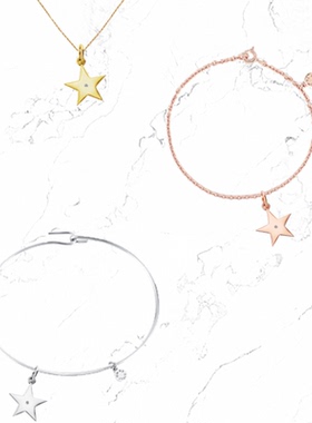 吊坠饰品数字银镀金镶钻原创星星