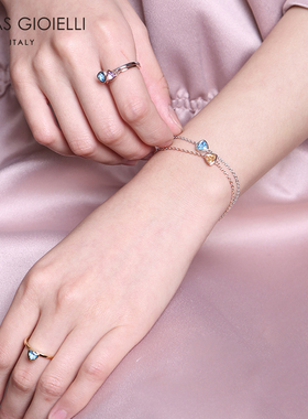 OMAS GIOIELLI手链彩色元气石系列925银镀玫瑰金时尚个性OG手链