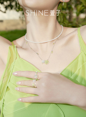 SHINE萱子饰品绿色花朵套戒