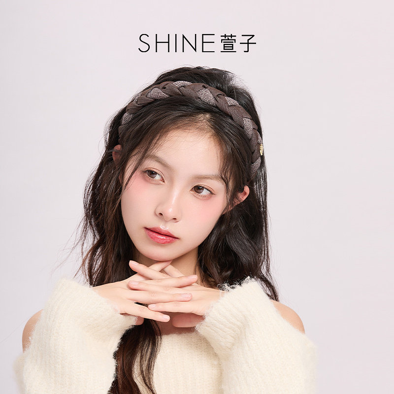 SHINE萱子饰品时髦编织发箍复古拼色麻花发卡高颅顶神器秋冬发饰,淘宝优惠券,粉丝福利购,淘宝优惠卷
