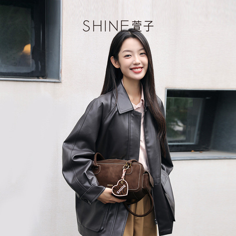 SHINE萱子饰品心动粉豹系列时髦韩系法棍包通勤单肩包保龄球包,淘宝优惠券,粉丝福利购,淘宝优惠卷