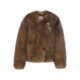 Lefame Lafayette metal flower brooch decorated fox fur midi coat top