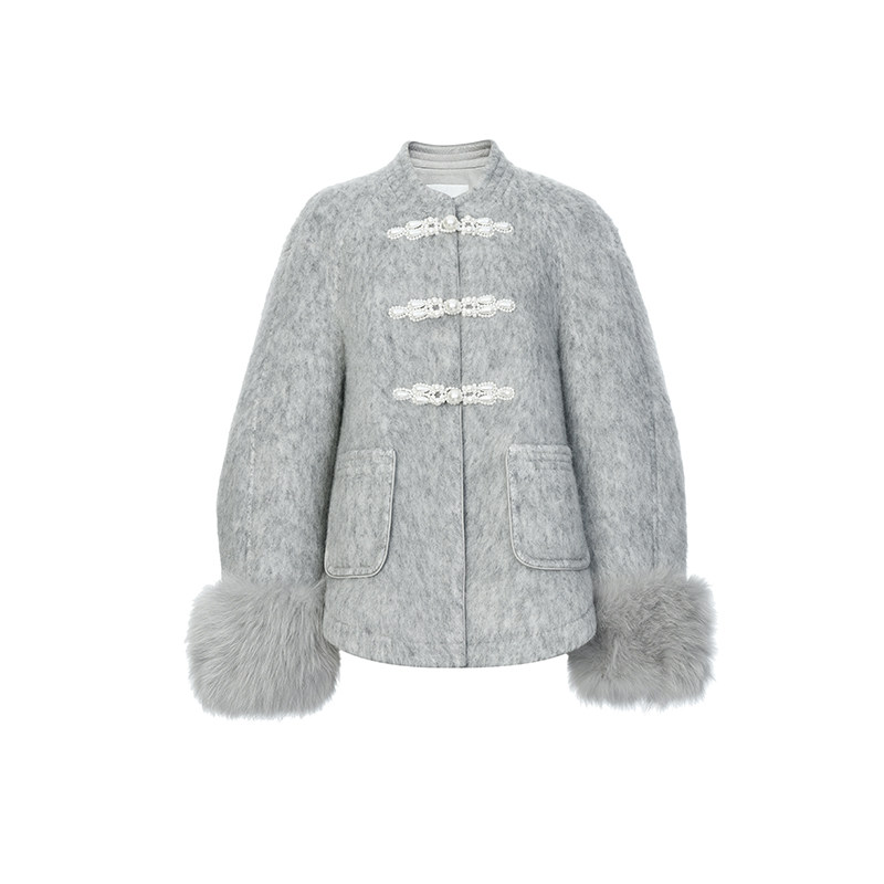 lefame拉飞姆冬季新中式长毛呢新中式衬衫款呢料外套上衣女高级感,淘宝优惠券,粉丝福利购,淘宝优惠卷