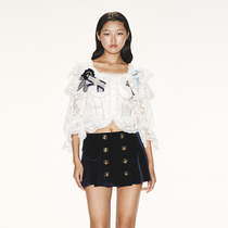 LE FAME LaFeim 2023 Fall new butterfly knot Decorative Retro Romantic Lace reworked blouses