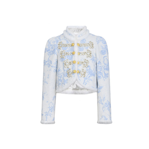 【明星同款】lefame拉飞姆约依印花针织开衫短款上衣女高级感 - 图3