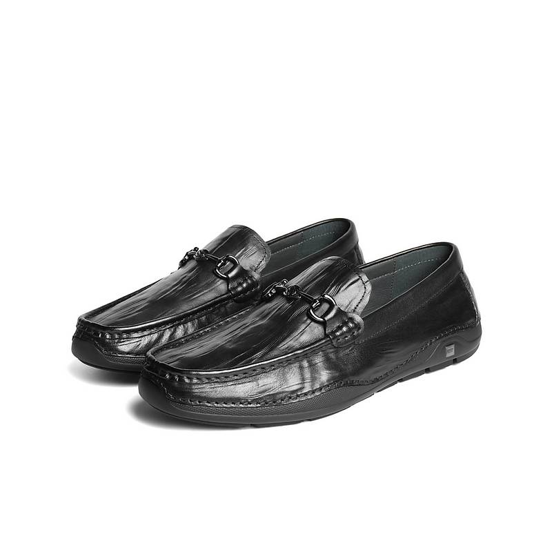 百丽男鞋一脚蹬软底豆豆鞋男士新款真牛皮休闲开车爸爸鞋8TX01CM5 - 图3