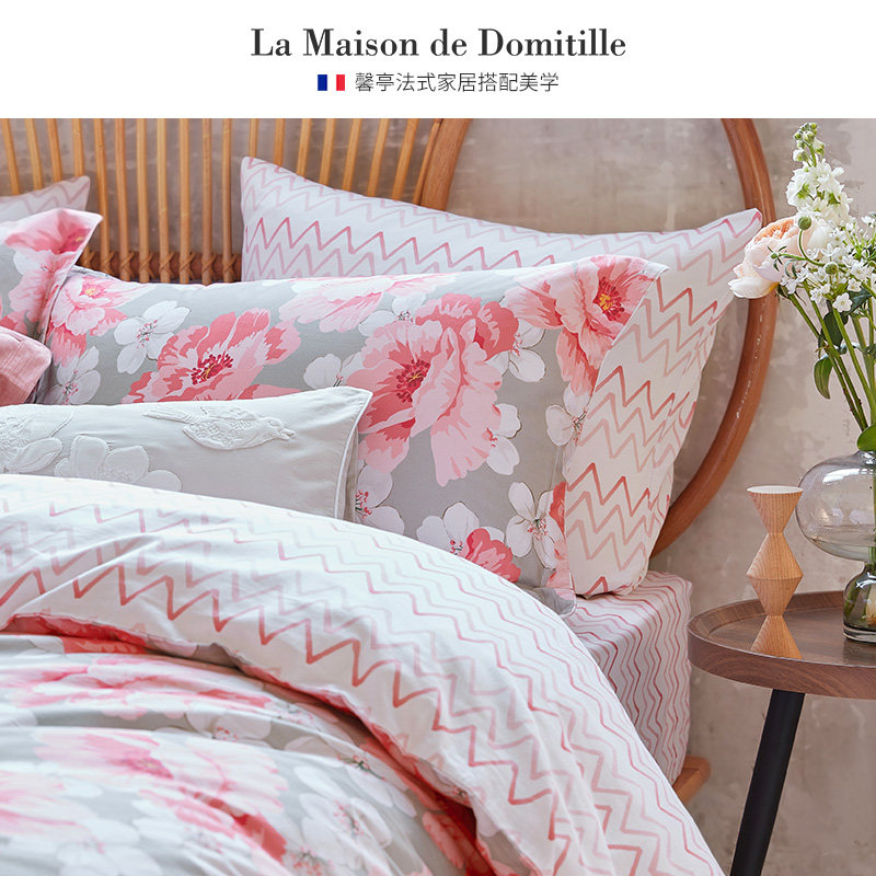 馨亭高端轻奢床上贡缎长绒棉四件套60支法式牡丹花卉件套谢尔贝