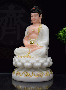 释迦摩尼阿弥陀佛汉白玉神像摆件