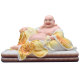 Maitreya Buddha Statue White Marble Desktop Ornament Bag Monk