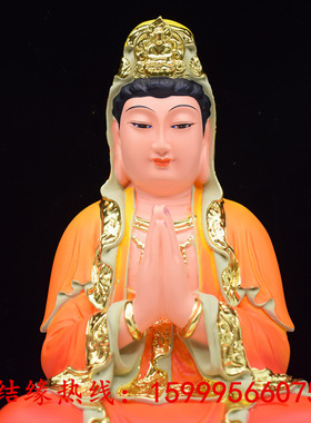 观音菩萨童男童女树脂神像12寸